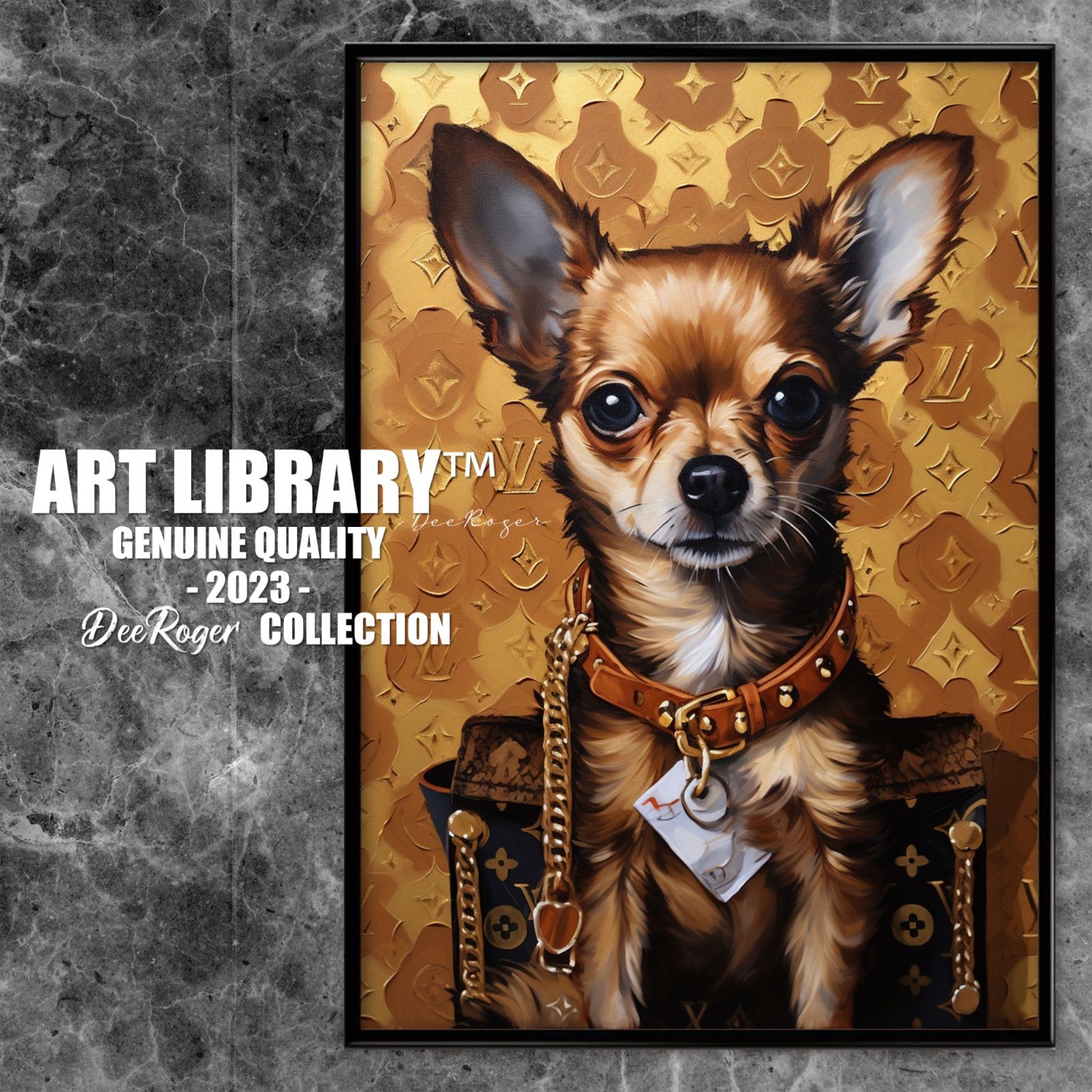 Louis Vuitton Dog Art 額付き ドッグ アートポスター 犬 チワワ ルイヴィトンがぼくの部屋～ - メルカリ