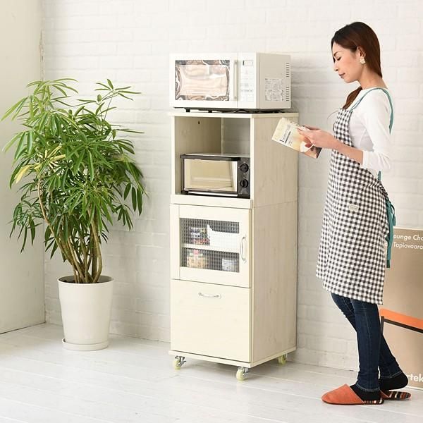 新作登場，正規品】 食器棚 レンジ台 キャスター付き スリム