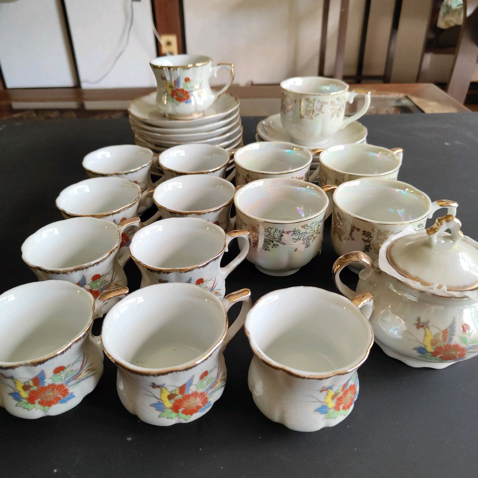 カップ＆ソーサー シュガーポット ラスター彩 まとめて 輸出陶器