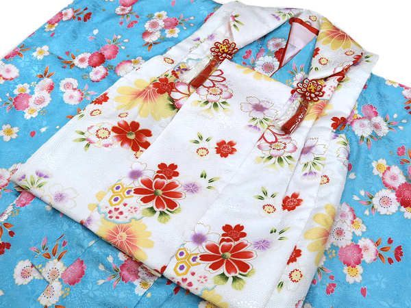 着物美人 送料込み 七五三 3歳着物 女の子 被布セット 3歳女の子被布 3歳女の子着物 3歳被布 女の子着物 女の子被布 子供被布 子供着物 七五三被布 七五三着物 女児 キッズ 3歳-5歳 水色 白 花 m503086