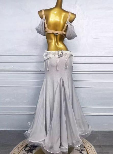 ベリーダンス オリエンタル衣装 インナー付 ホワイト オーダーメイド