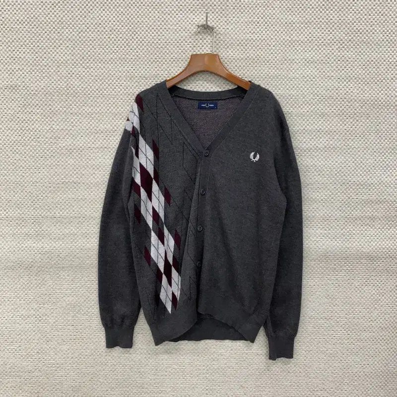 FRED PERRY(フレッドペリー) アーガイル柄 カジュアル ウール カーディガン 95 K06805