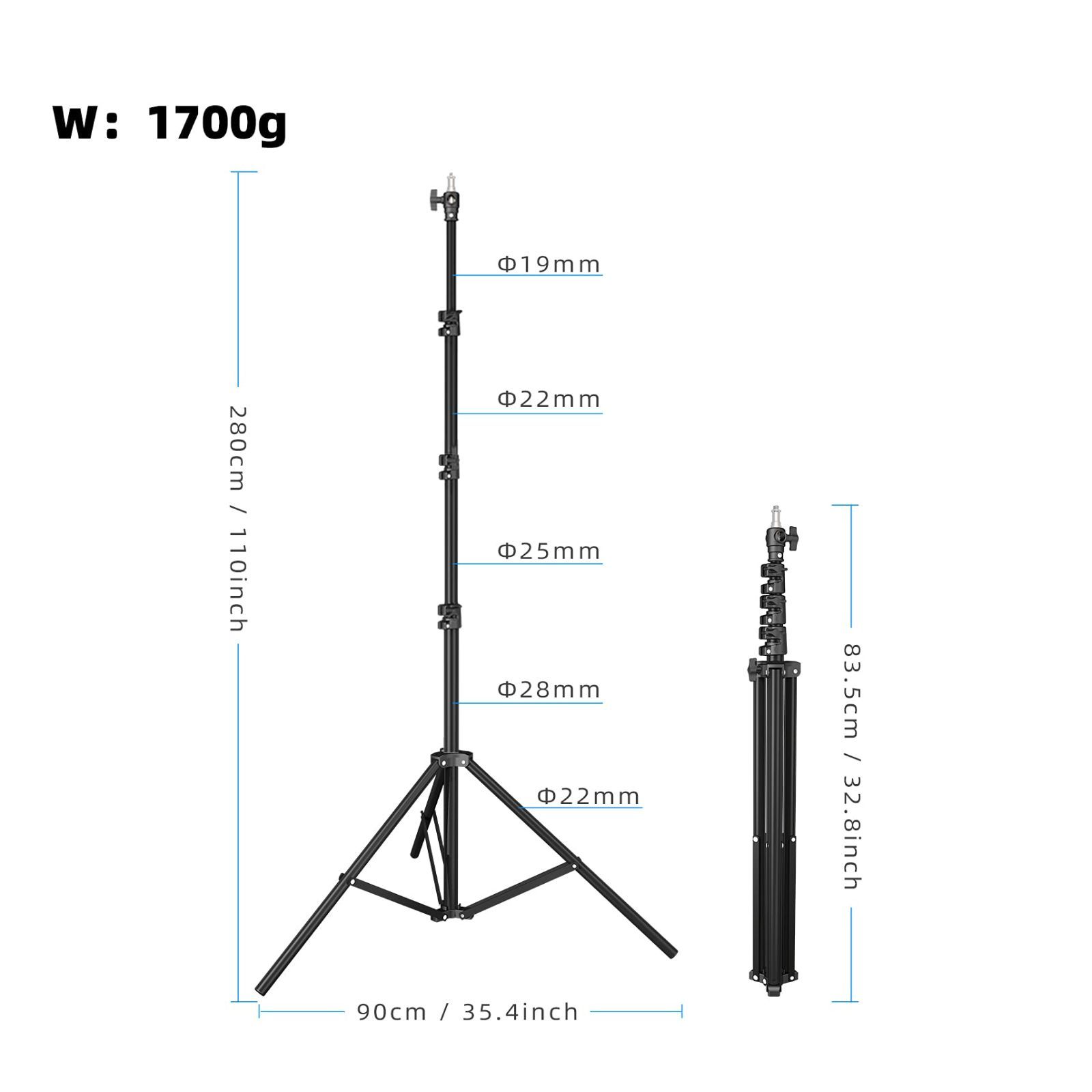  ライトスタンド 280 cm エアクッションシステム 1 4 3 8ネジ変換 ヘビーデューティライトスタンド 高さ調節 Selens 撮影スタンド ソフトボックス スピートライト ストロボ アンブレラなど対応 ミニスタジオ カメラアクセサリー