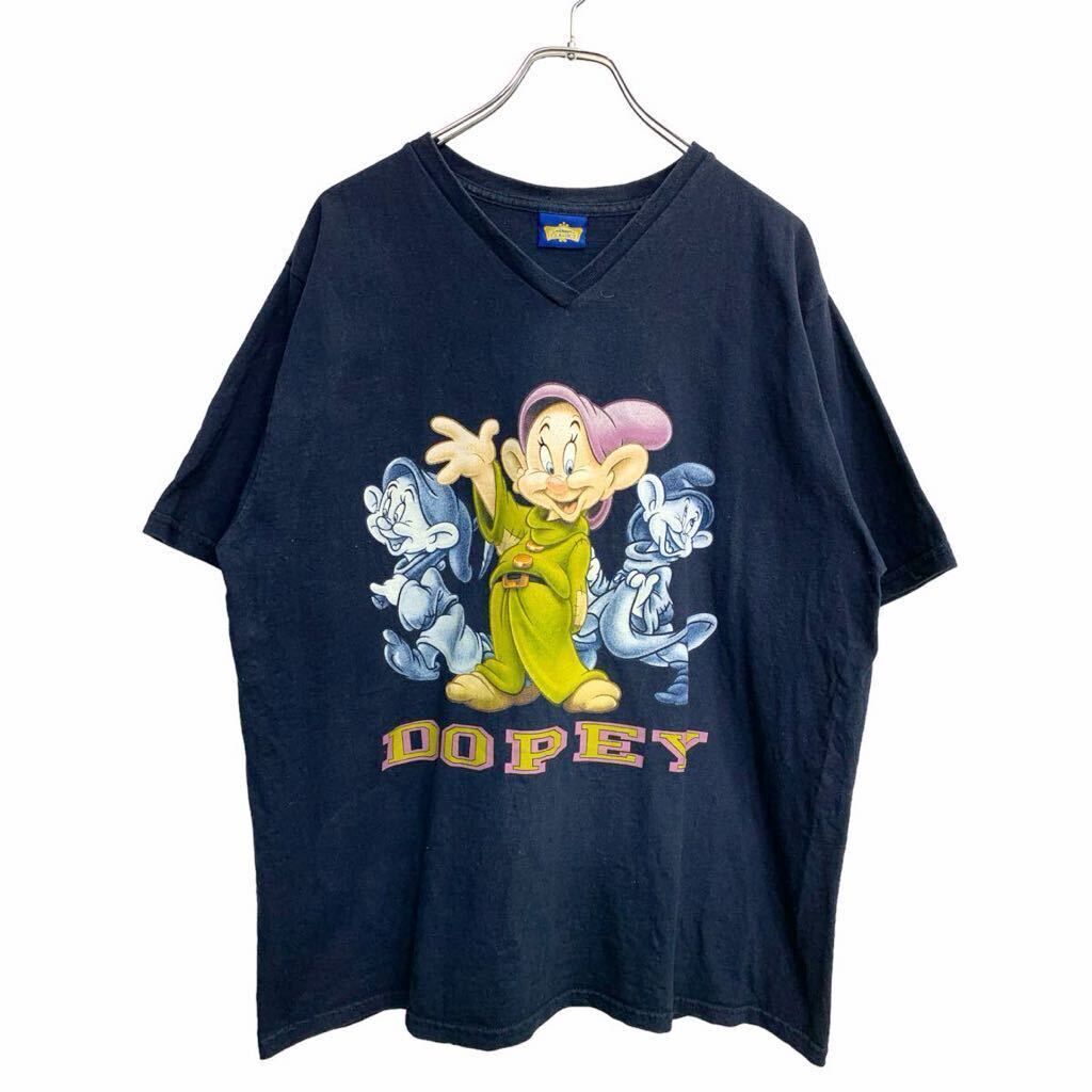 Disney CLASSICS 半袖 キャラクター Tシャツ Lサイズくらい ディズニー Vネック ネイビー 古着卸 アメリカ仕入 t2408-3665