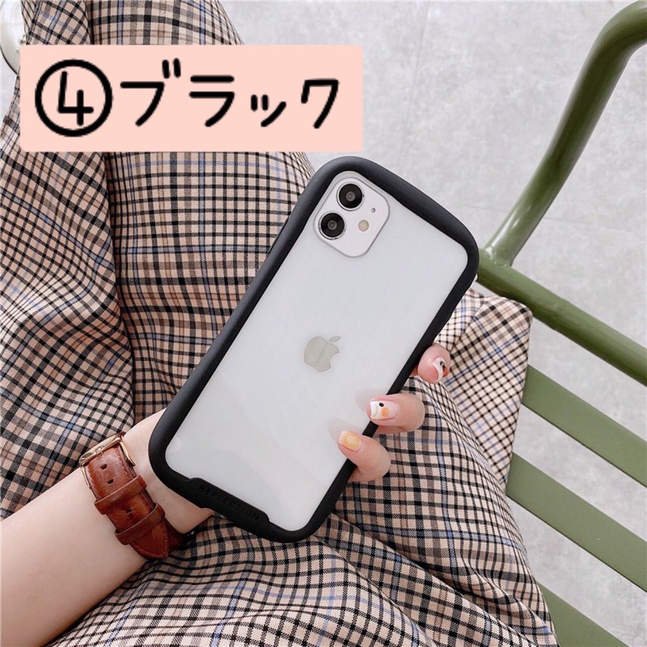 iPhoneケース 透明 クリア カスタム iPhone12mini 黒 新品 - メルカリ