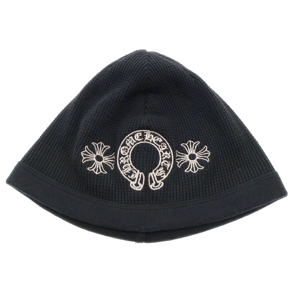 CHROME HEARTS (クロムハーツ) ワッフル ホースシュー CHプラス ニット帽 ビーニー ニットキャップ ブラック