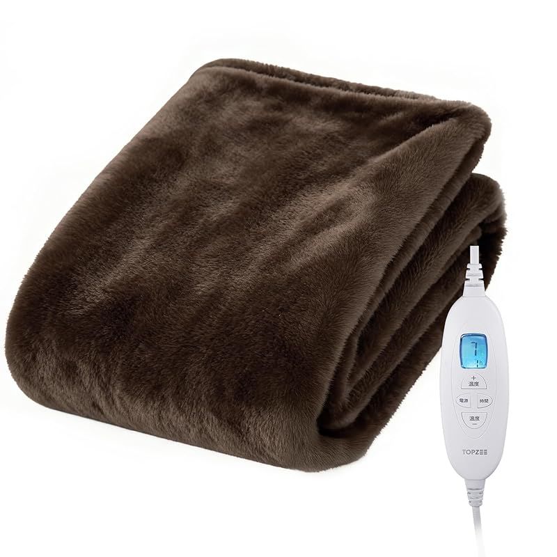 電気毛布 敷き 掛け andGIRL 秋号掲載 TOPZEE 電気ブランケット 188×130cm 両面フランネル 電気毛布 掛け敷き兼用 ダニ退治 洗える 電気膝掛け 電気敷き 省エネ 10段階温度調節 1-9Hタイマー 電気敷毛布 電気 1