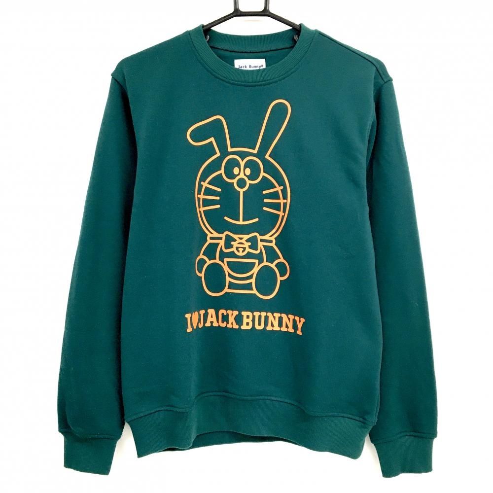 ジャックバニー×ドラえもん トレーナー グリーン系×オレンジ ビッグプリント メンズ 4 M ゴルフウェア Jack Bunny