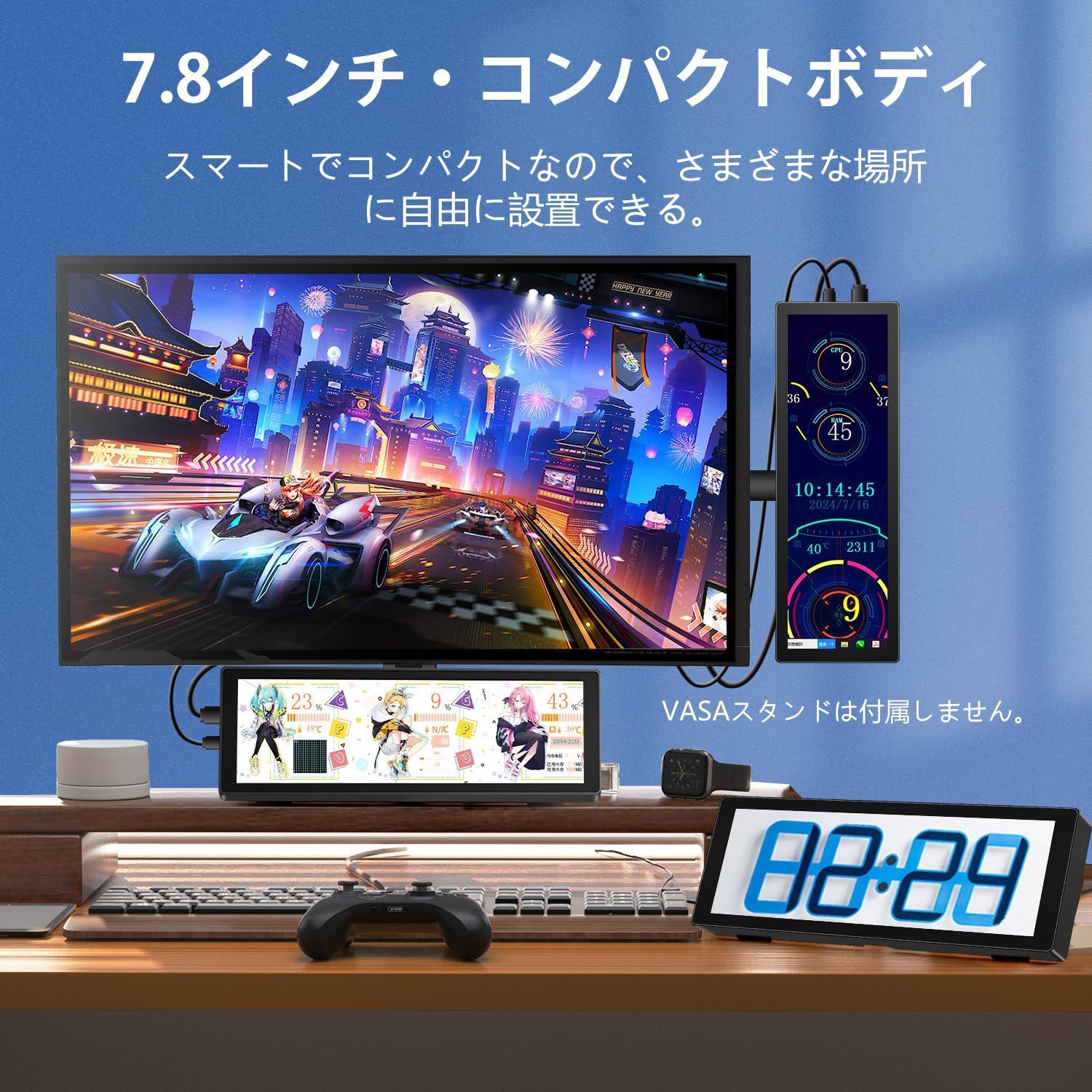 小型タッチパネルモバイルモニター7.8インチHD 1280x400PミニポータブルモニターAIDA64 PC CPU RAM のデータ モニターHDMI USBC IPSディスプレイ 輝度350cd|㎡ キックスタンド内蔵 USTAUSTRALIA_COM_AU