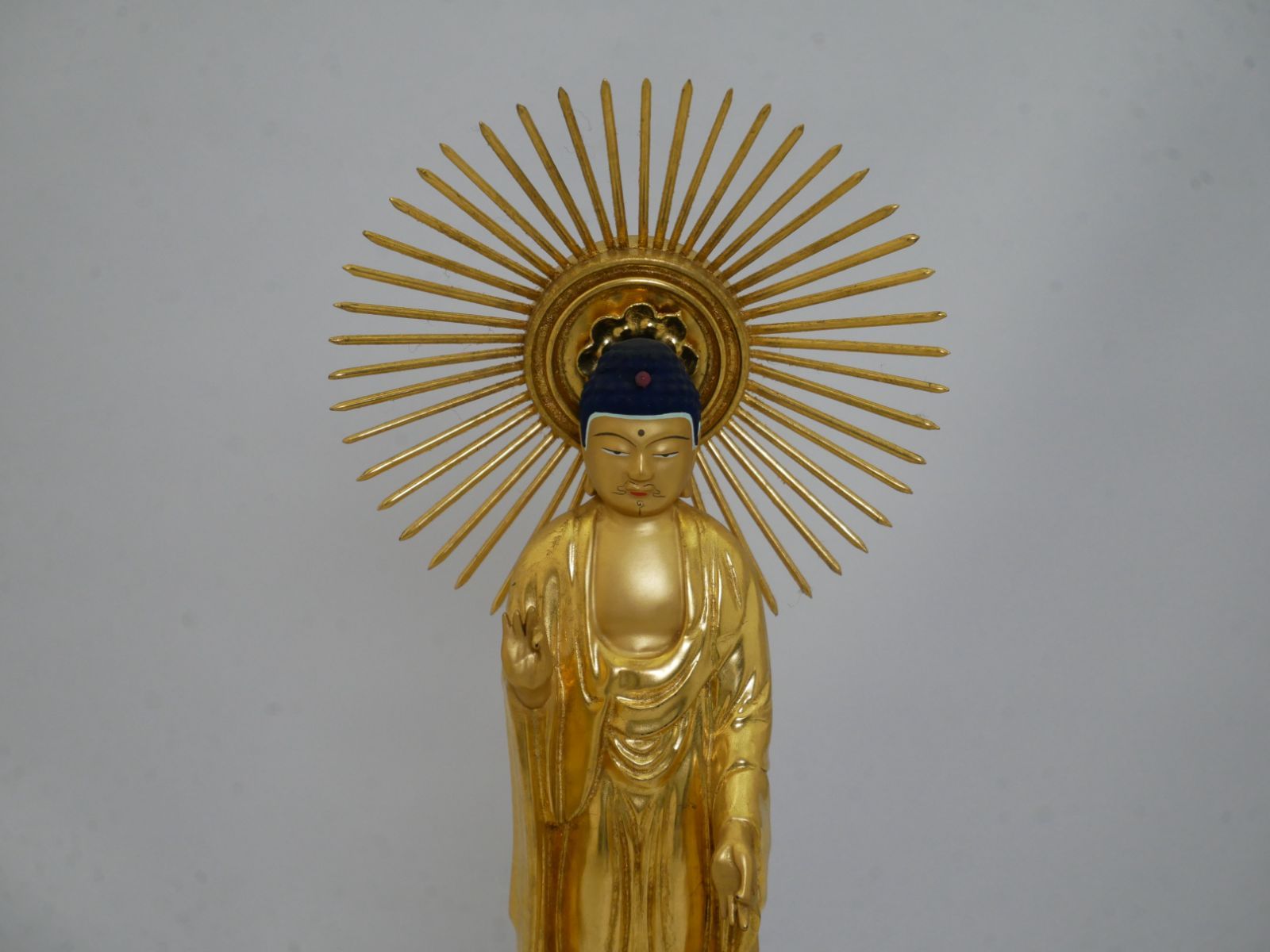 彫刻】東本願寺 阿弥陀如来 東弥陀 仏像 中七 純金肌粉 4号 浄土真宗 
