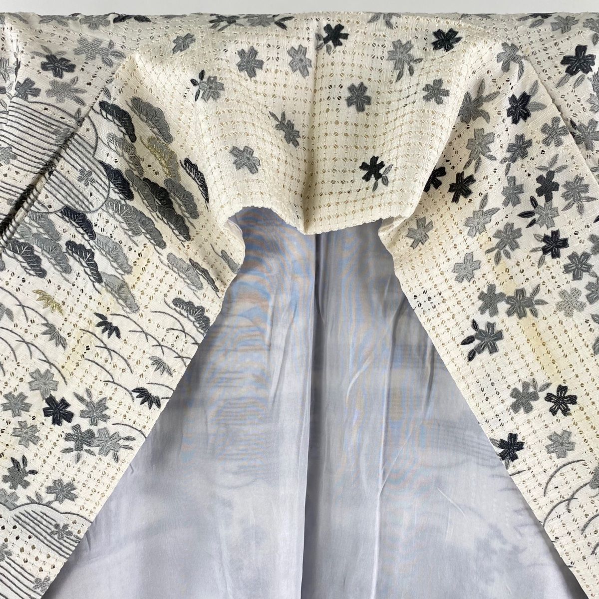 平和屋着物○訪問着 刺繍 花篭文 鬼しぼ縮緬 正絹 逸品 AAAZ4978ck