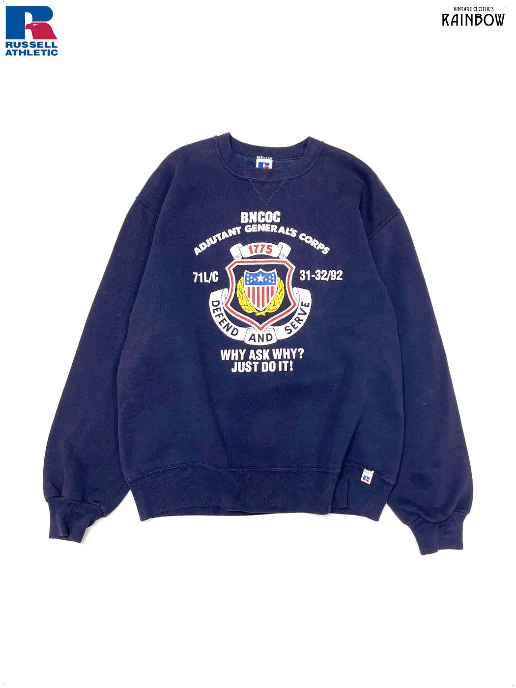 古着 RUSSEL ATHLETIC ラッセルアスレティック アメリカ製 プリント コットン 長袖 スウェット トレーナー 紺 ttu2508195