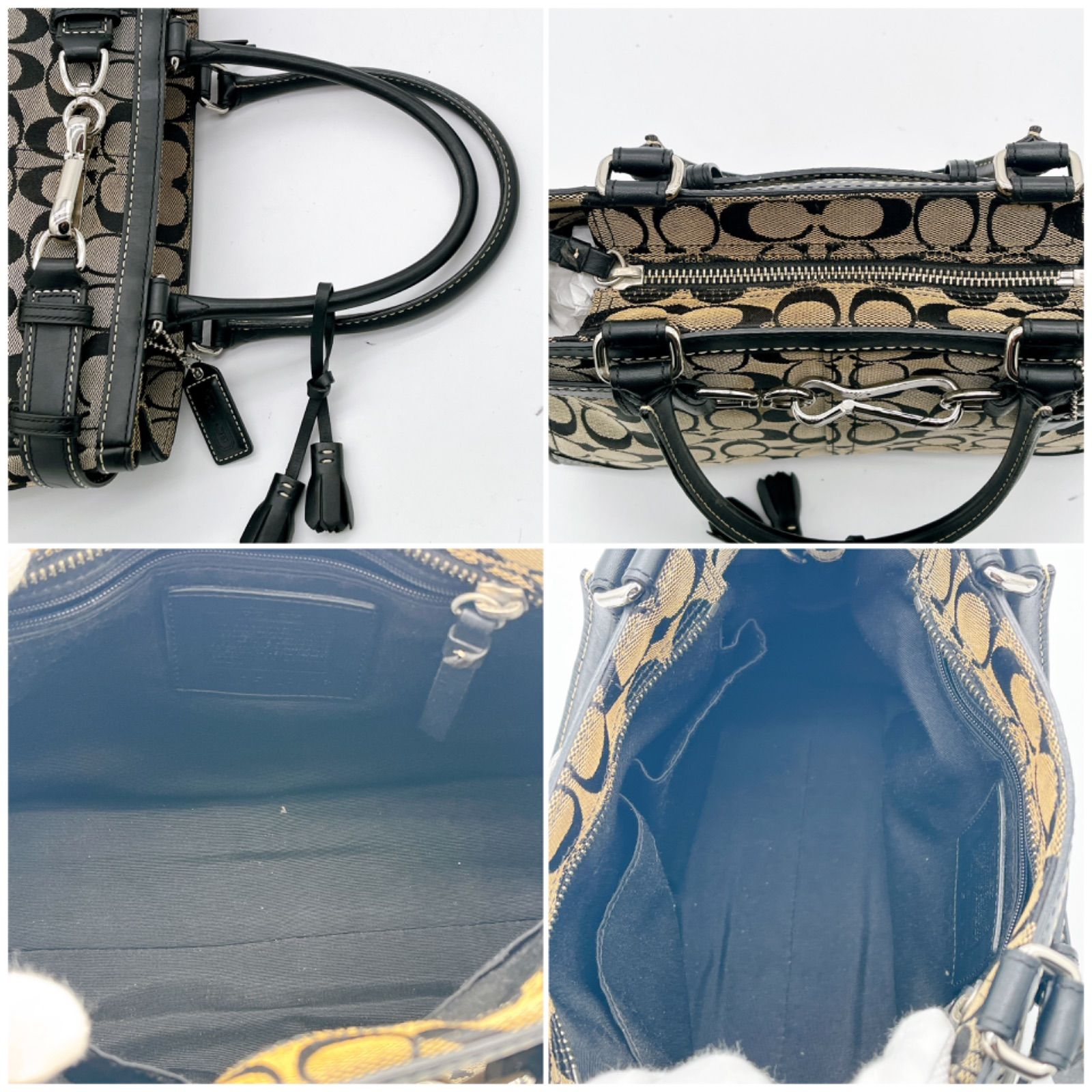 コーチ COACH ハンドバッグ トートバッグ シグネチャー柄 黒 COACH 