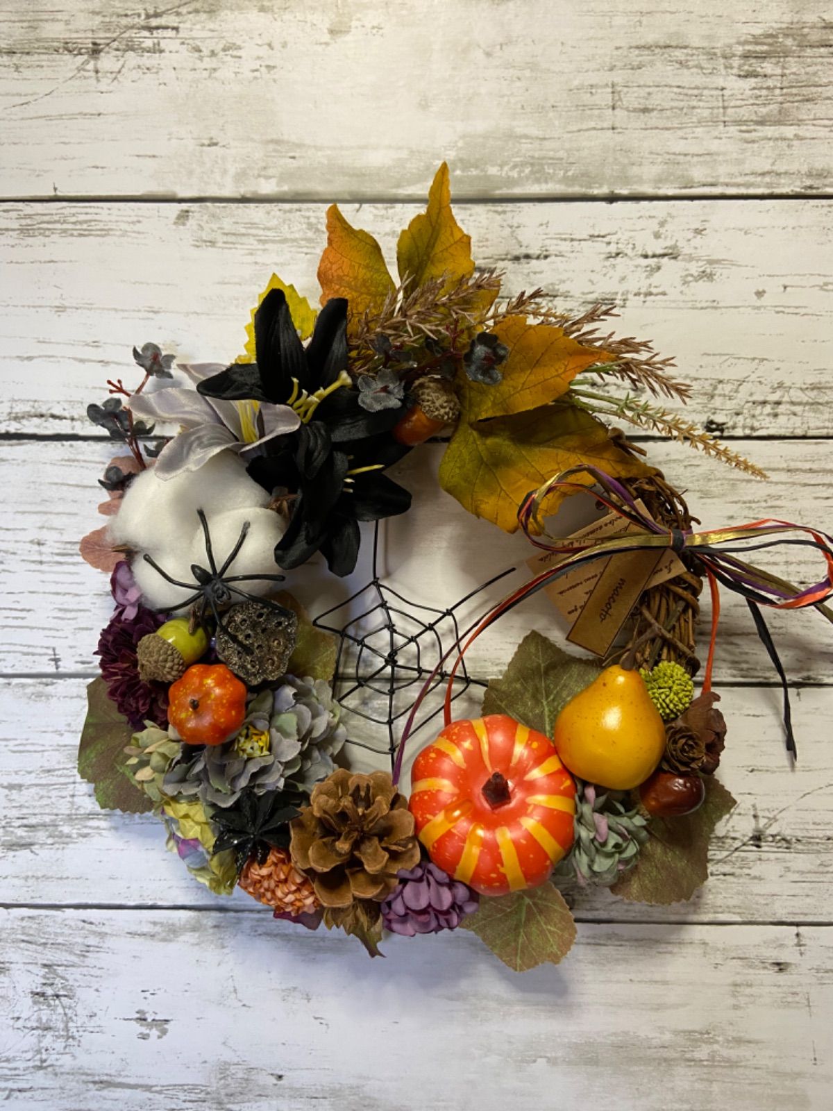 4-236ハロウィンリース フラワーリース ナチュラルハロウィン ハンドメイド macoto✳︎花と石と貝殻の雑貨屋✳︎ メルカリ しめ縄 お正月飾り#236