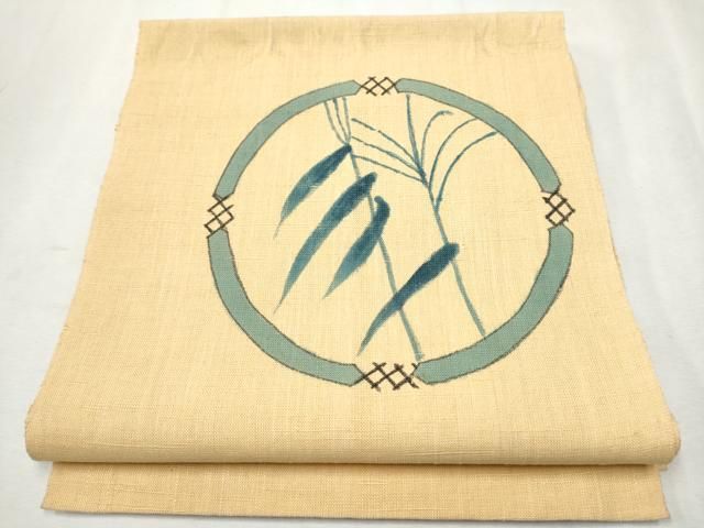 平和屋着物●八寸名古屋帯　作家物　紬地　枝葉丸文　正絹　逸品　CAAX1580hy 平和屋着物○八寸名古屋帯 作家物 紬地 枝葉丸文 正絹 逸品