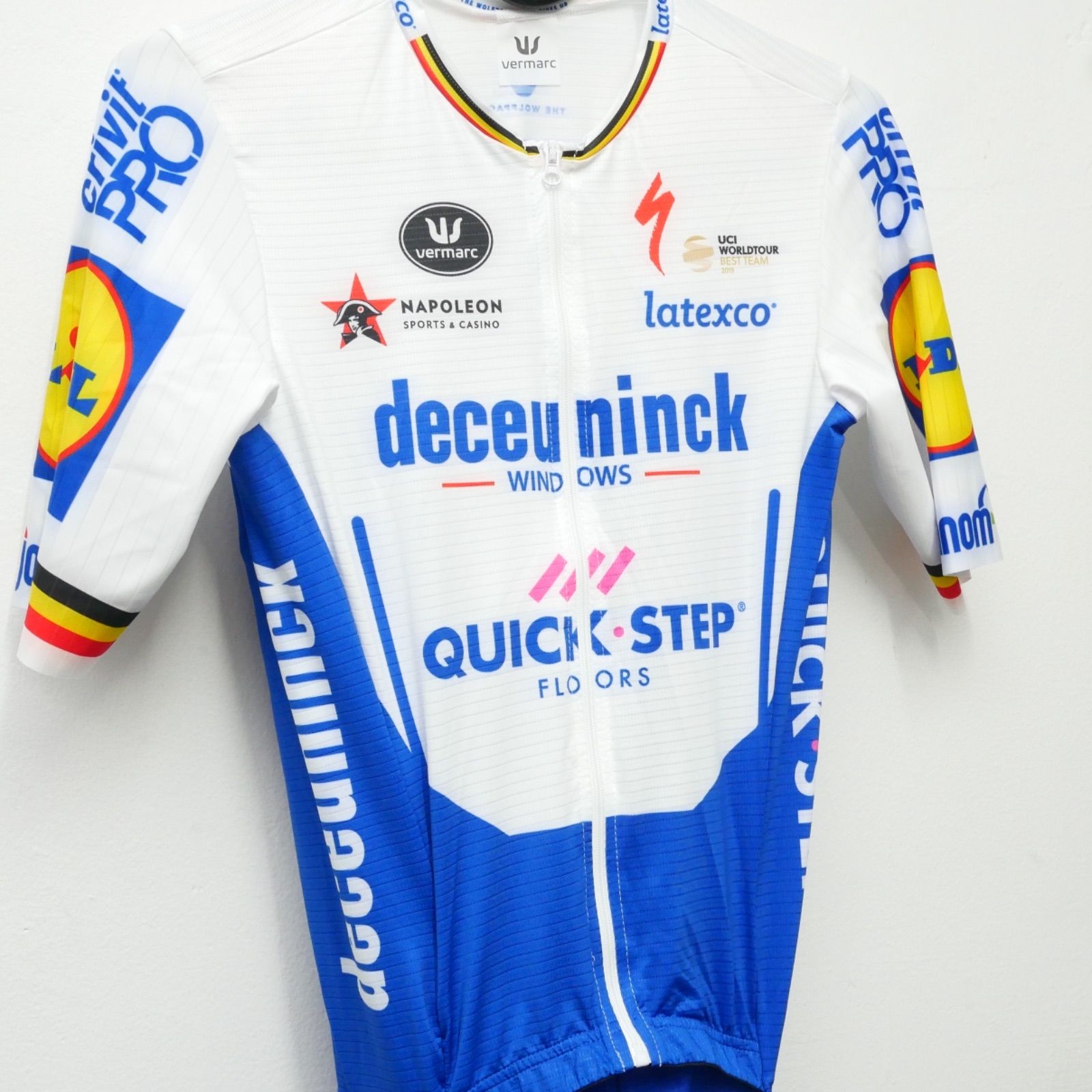 選手支給品 ドゥクーニンククイックステップ ベルギーチャンプバンド ロードスーツ 選手支給品 ドゥクーニンククイックステップ ベルギーチャンプ