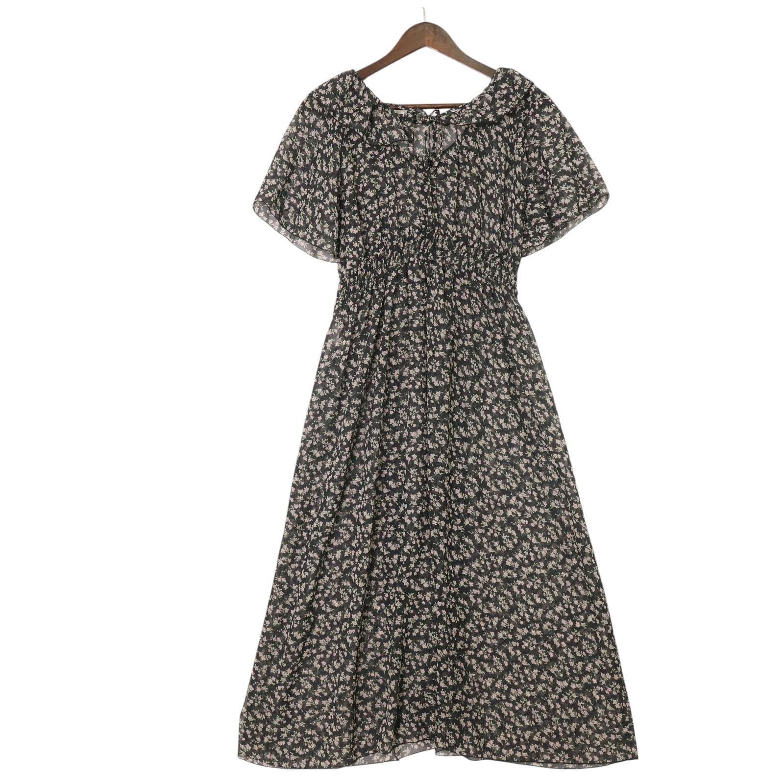 アコーレ（Le-Fluy）紺色ワンピース（中古）超美品 NICE CLAUP ナイスクラップ 春夏☆ 小花柄 フレア サマー