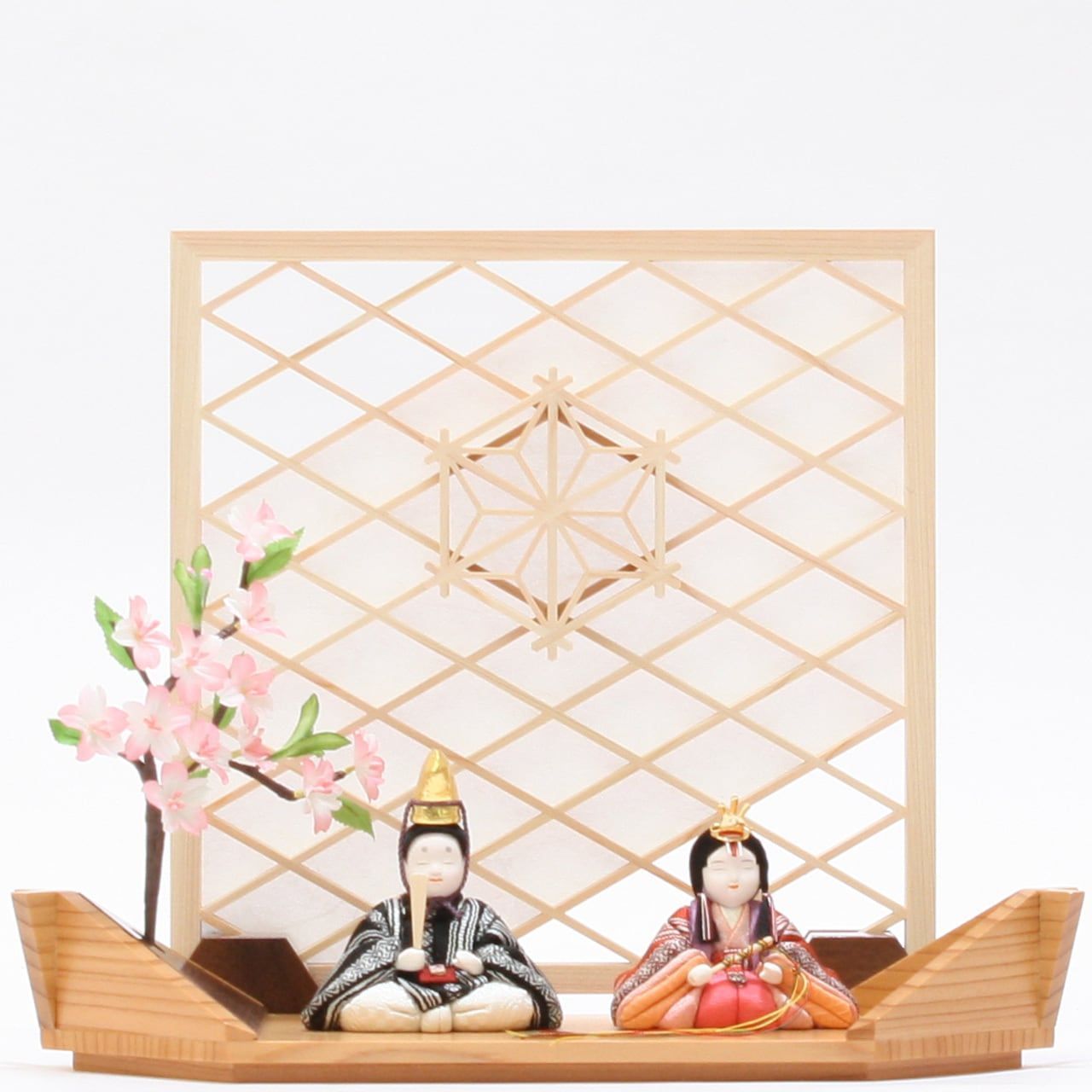 雛人形 ケース飾り 親王飾り 清玉作 芥子親王 コンパクト パールピンク