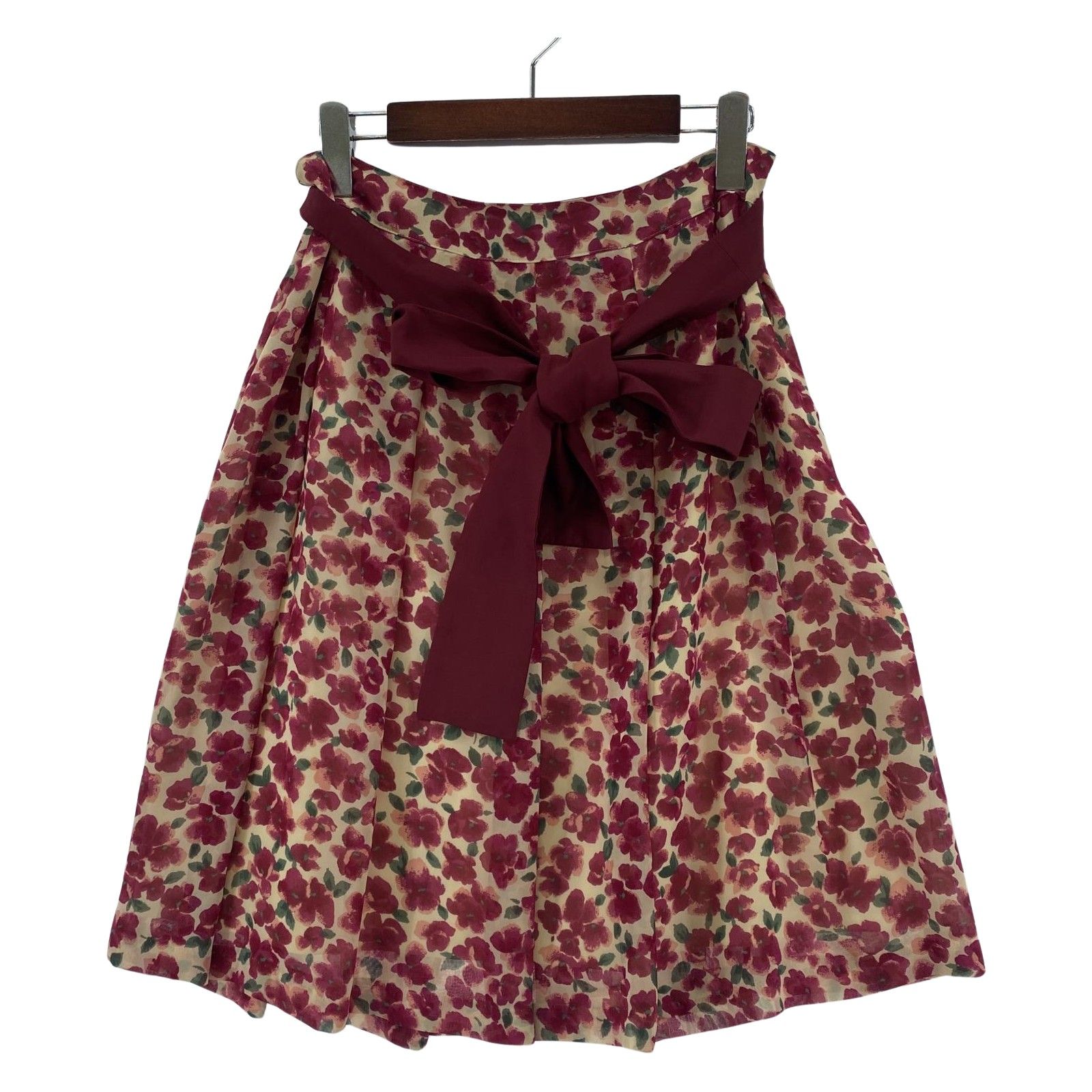 GALLERY VISCONTI ギャラリービスコンティ リボン付き 花柄 Aライン  