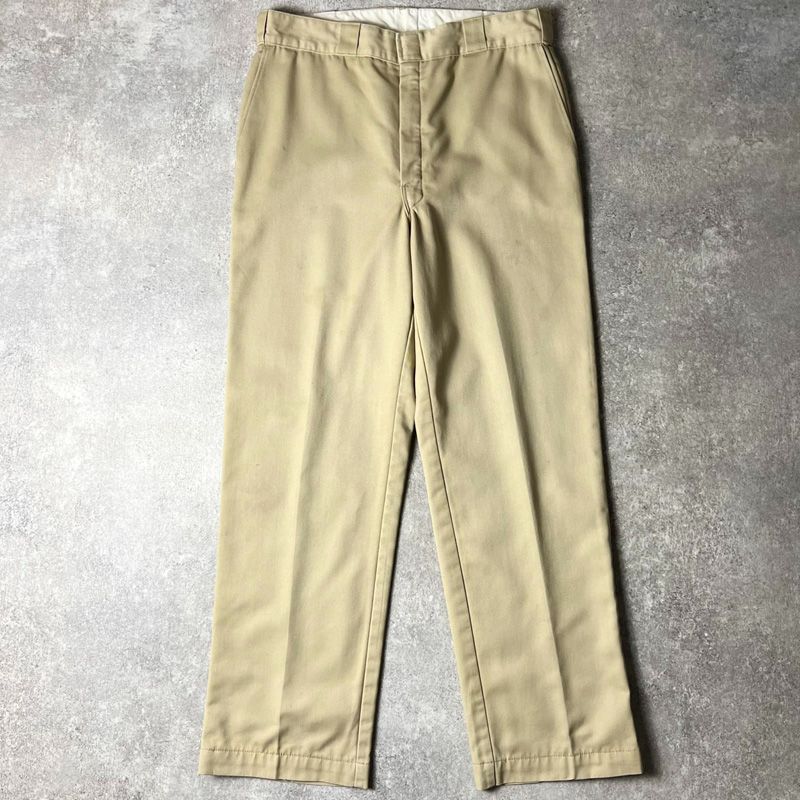80s Dickies ライナー付き ノータック チノ ワーク パンツ 36 32 / 80