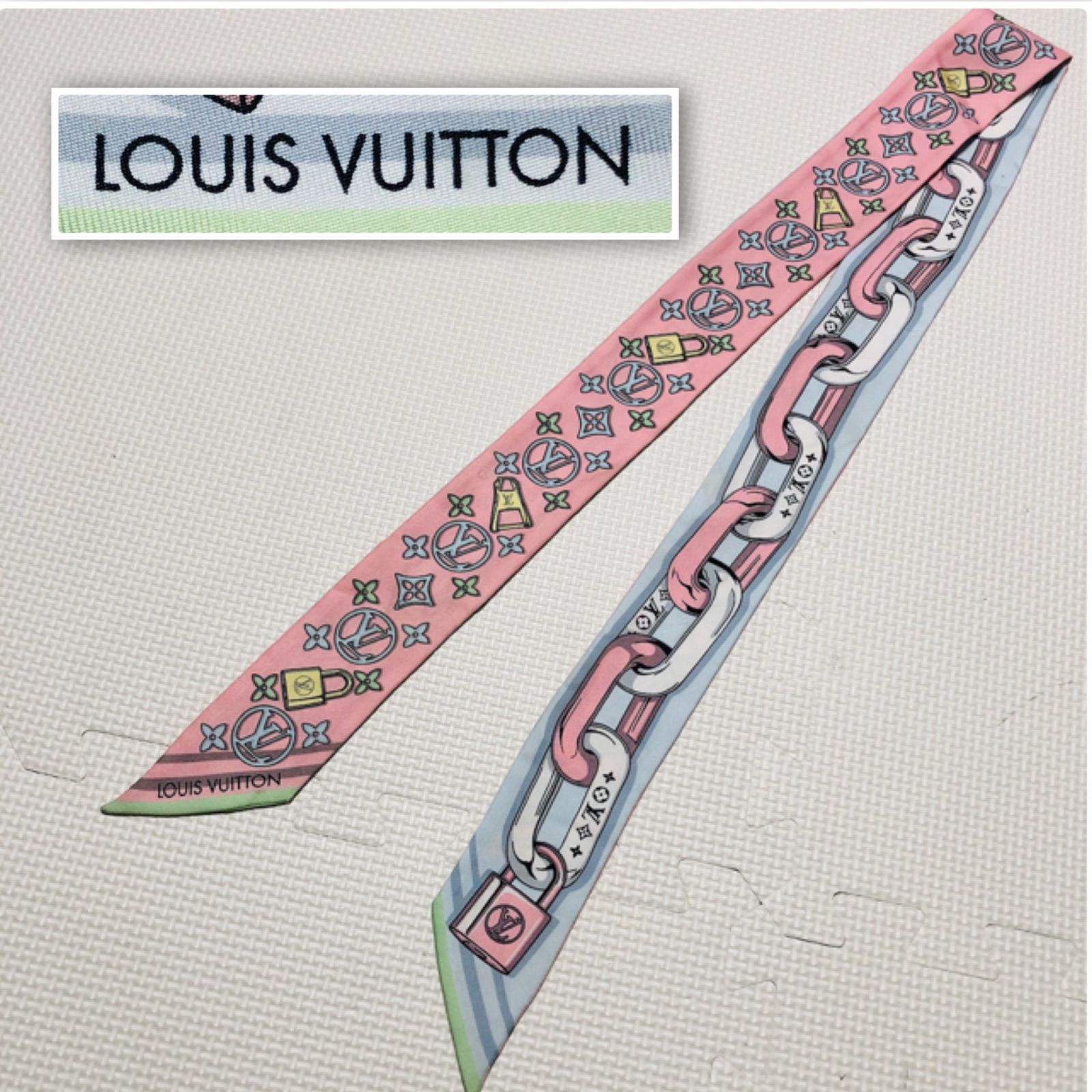 LOUIS VUITTON バンドーBB ビジュエルド リボンスカーフ ピンク LOUIS VUITTON バンドーBB ビジュエルド リボンスカーフ ピンク