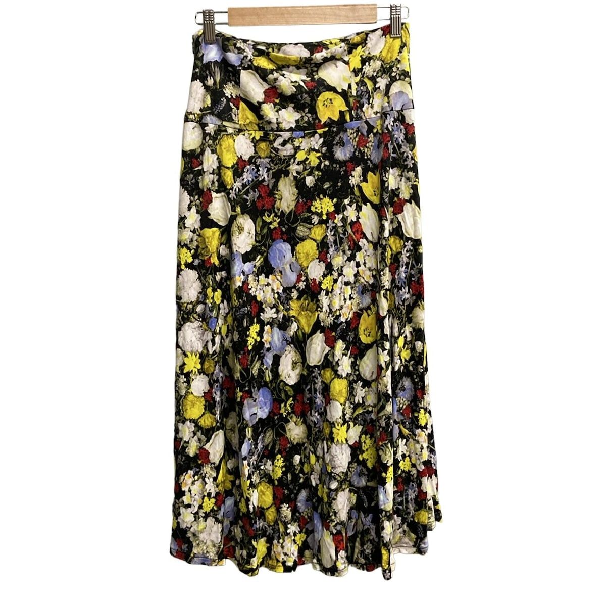 ERDEM アーデム ロングスカート サイズIT 42 レディース - 黒×イエロー×マルチ マキシ丈 花柄