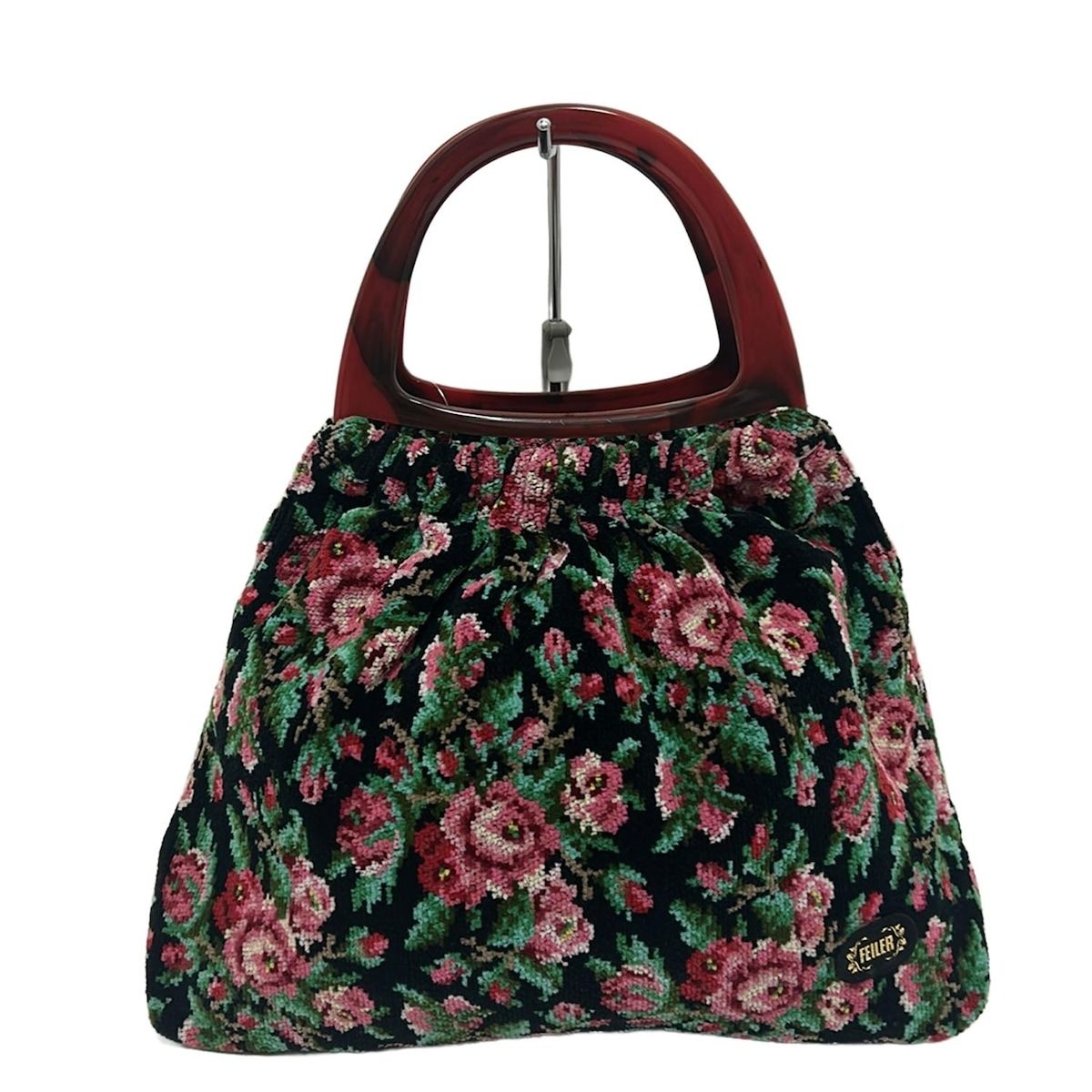 【美品】FEILER フェイラー　ハンドバッグ　ラウンド　ラメ　ブラック　希少 feiler ・フェイラー バッグ FEILER レディアネモネ 黒 ブラック