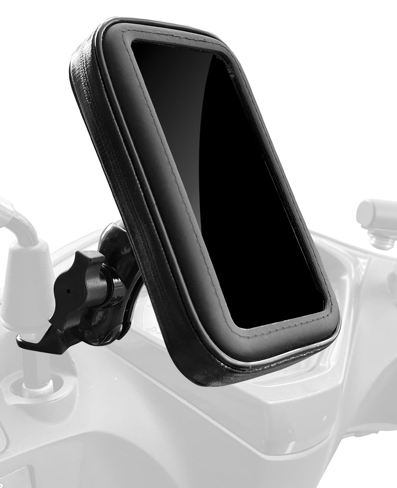 【GOROPRI】 原付 スマホホルダー 防水 防塵 防汚 原付対応 角度調整自由自在 360度回転 タッチパネル対応 位置調整可能 脱落防止ワイヤー付属 ラム マウント互換品 (ブラック(セット)， XL) [ブ