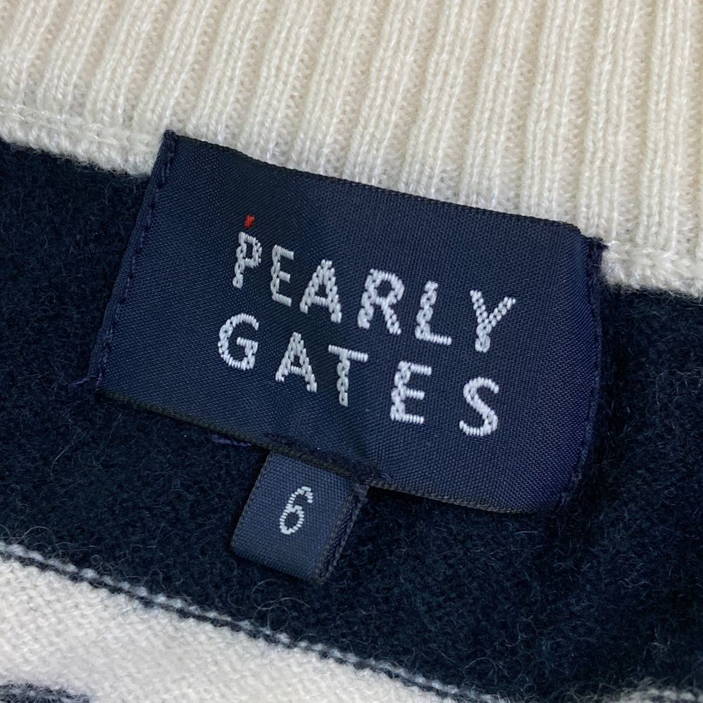 サイズ：6 PEARLY GATES パーリーゲイツ  カシミヤ混 ハーフジップ ニットセーター ボーダー柄 ネイビー系 [240101480016] ゴルフウェア メンズ ストスト サイズ：6 PEARLY GATES パーリーゲイツ カシミヤ混 ハーフ