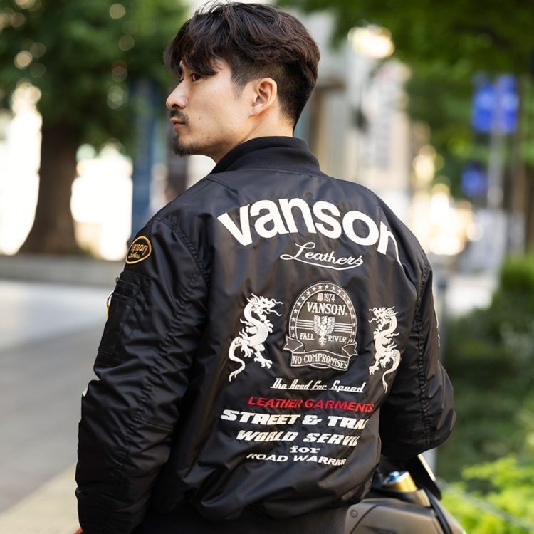 VANSON バンソン VS23109W　カーキ／ブラック　XL VANSON（バンソン） 【在庫あり 即納】VANSON Lサイズ VS23109W MA-1
