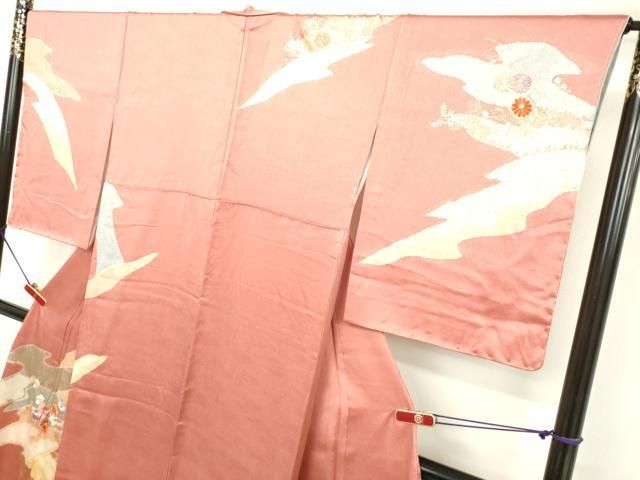 平和屋着物○創業460年・千總 訪問着 絞り 刺繍 草花文 金彩 正絹 逸品  