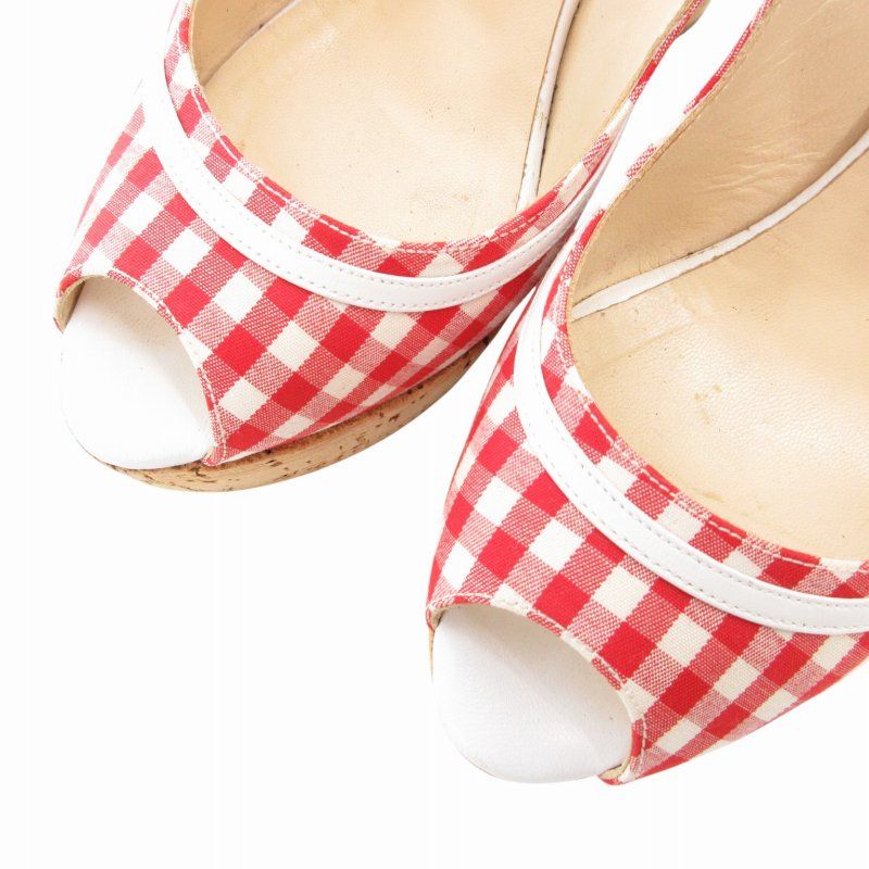 Christian Louboutin チェック柄 ウェッジヒール 約10cm クリスチャンルブタン Christian louboutin ウェッジソール