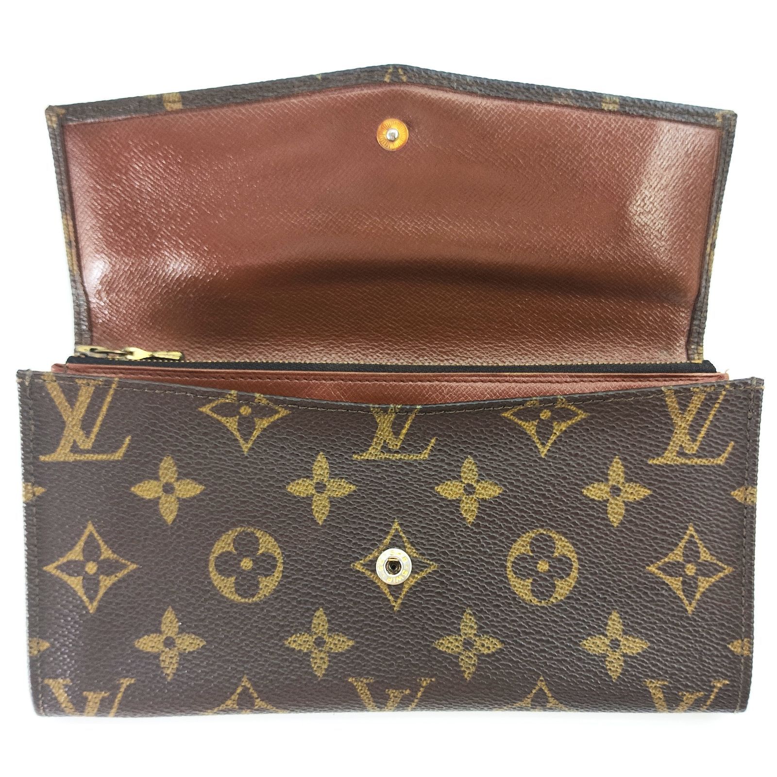 美品】Louis Vuitton モノグラム 長財布 ホック ファスナー 