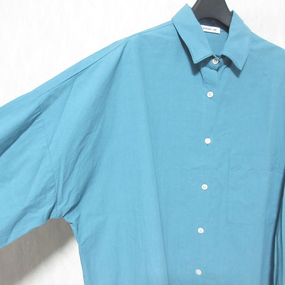 良品 22SS EVERYDAY I LIKE. エブリデイアイライク ドゥーズィエムクラス Wide Wash シャツ オーバーサイズ ブラウス ブルーグリーン レディース 古着 中古 良品 22SS EVERYDAY I LIKE. エブリデイアイライク