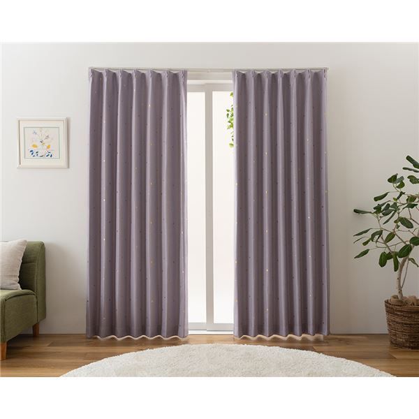 遮光カーテン 幅100cm×丈140cm 2枚 洗える 日本製 形状記憶加工 アジャスターフック タッセル付き 遮光 カーテン ステラ LA