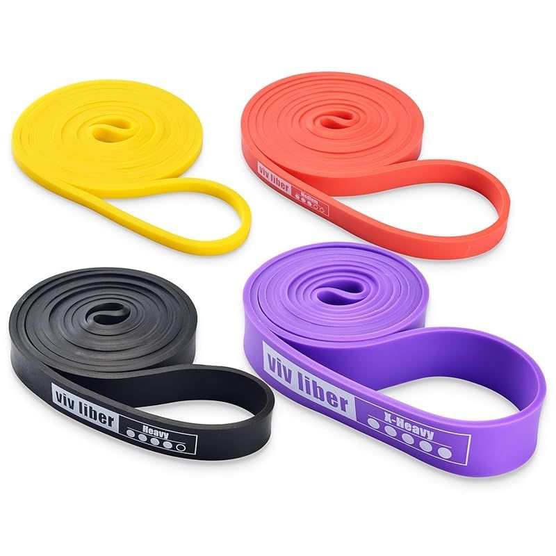 【新着商品】viv liber トレーニングチューブ バンドタイプ 筋トレチューブ トレーニング 懸垂チューブ 天然ゴム (異なる負荷・4本セット) 0