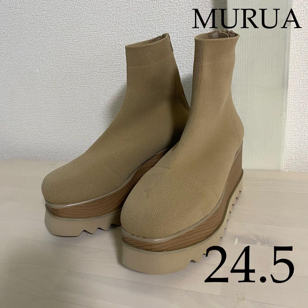 MURUA（ムルーア） ウェッジソックブーツ 24.5cm - みんみん