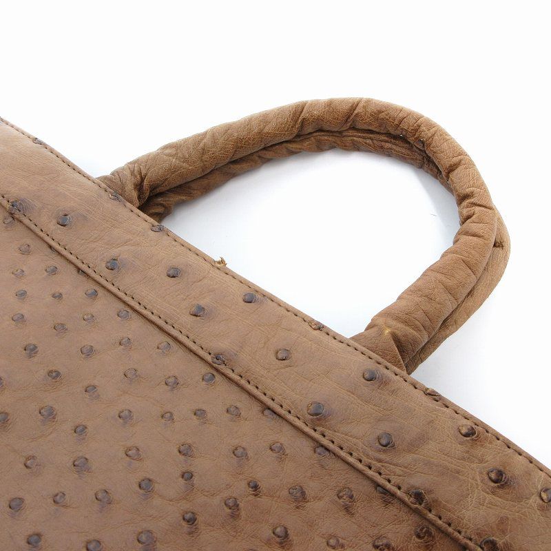 【Dayday ok】　良品　オーストリッチ　ブラウン　ハンドバッグ 良品☆ オーストリッチ ショルダーバッグ ハンドバッグ ブラウン