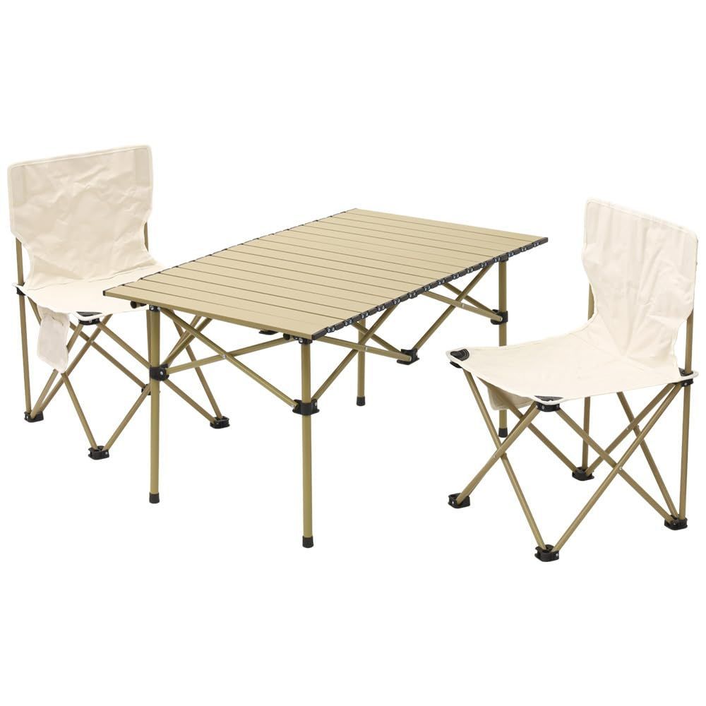 5_ベージュ Aomoso アウトドア テーブル チェア 7点セット アルミテーブル椅子 ピクニック ベンチセット ピクニックテーブル 超軽量 折り畳み 組立簡単 収納バッグ付き BBQ お釣り テント ガーデン 屋外 キャンプ用品 (5， ベージュ) 特価商品】アウトドア テーブル チェア 7点セット アルミテーブル椅子