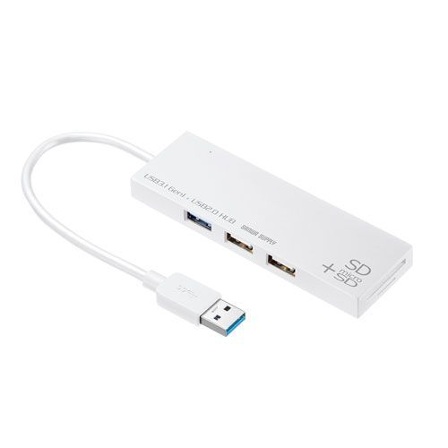 5個セット サンワサプライ USB3.1 2.0コンボハブ カードリーダー付き ホワイト USB-3HC316WNX5