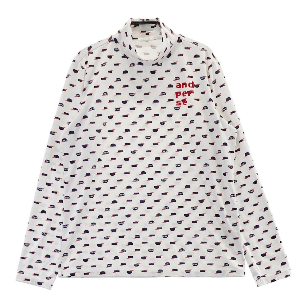 サイズ：L AND PER SE アンパスィ  ハイネック 長袖Tシャツ キャップ 総柄 ホワイト系 [240101309440]# ゴルフウェア レディース ストスト