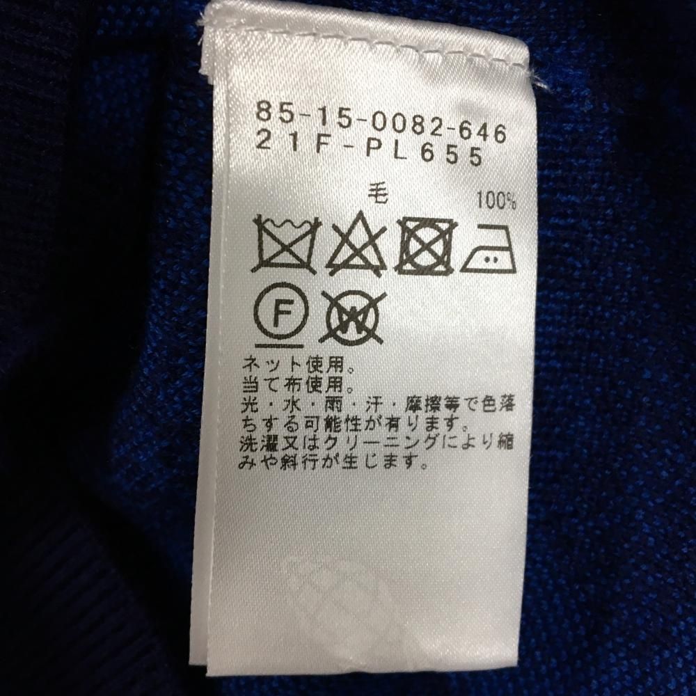 超美品】ビームスゴルフ セーター ブルー×ネイビー 総柄 ニット