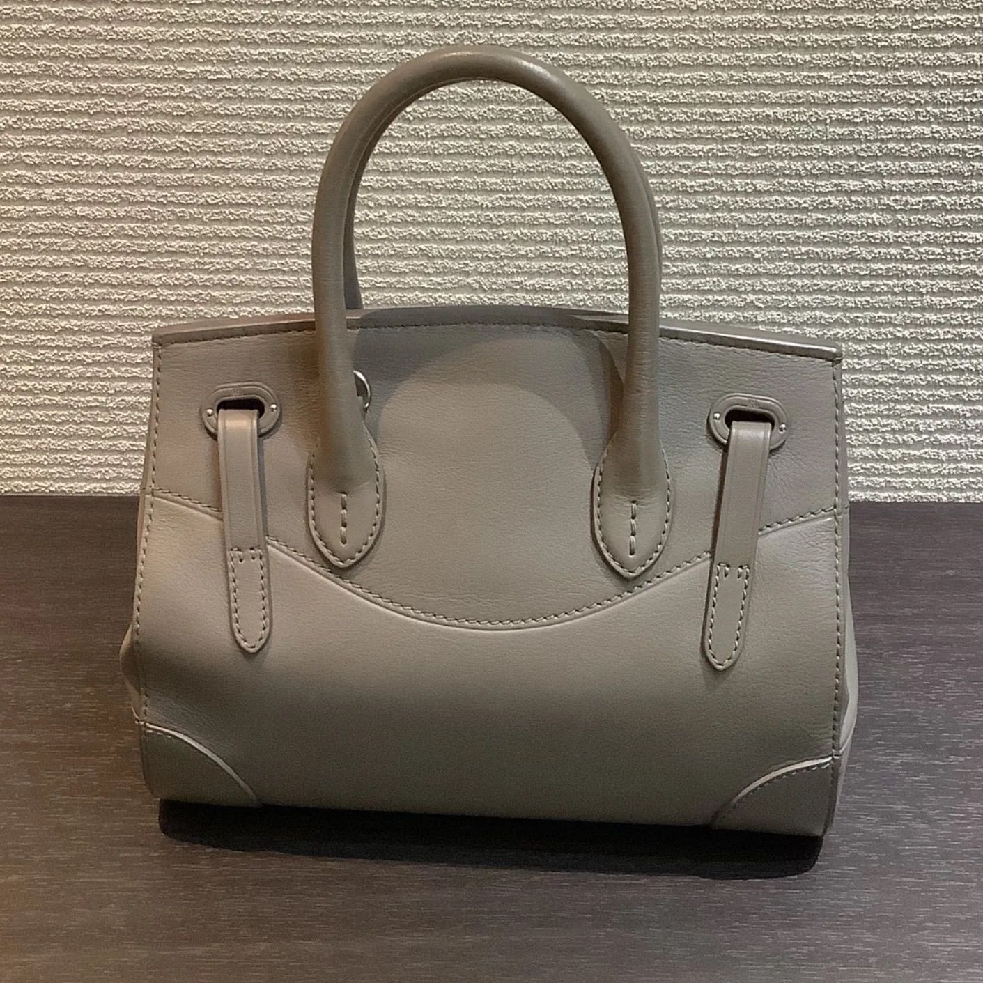 RALPH LAUREN◆レザー ロゴ ハンドバッグ 送料込 ラルフローレン RALPH LAUREN ☆ブラックxホワイトRLL柄本革2WAY