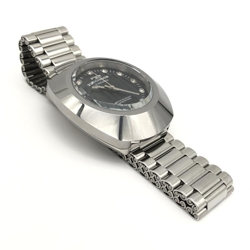 中古】TECHNOS タングステンベゼル 腕時計 T9475GC シルバー