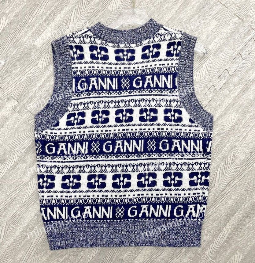 関税・送料込☆GANNI 【マルイ北千住】 ロゴジャカード ウールブレンドベスト