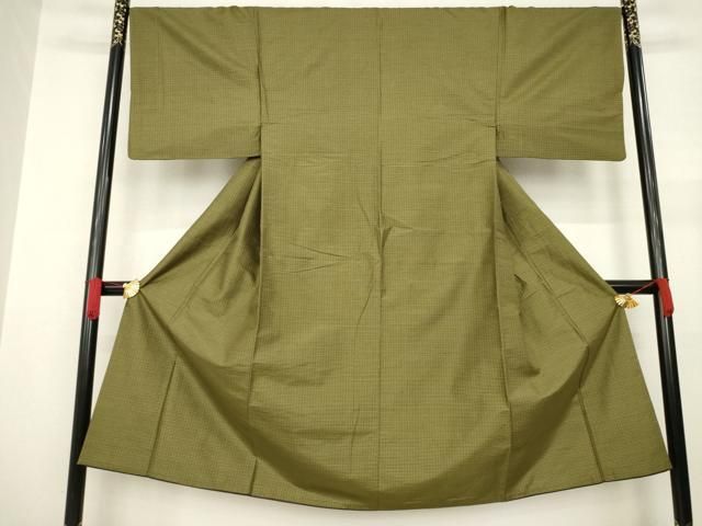 平和屋着物●男性 紬 格子 正絹 AABA6705ck