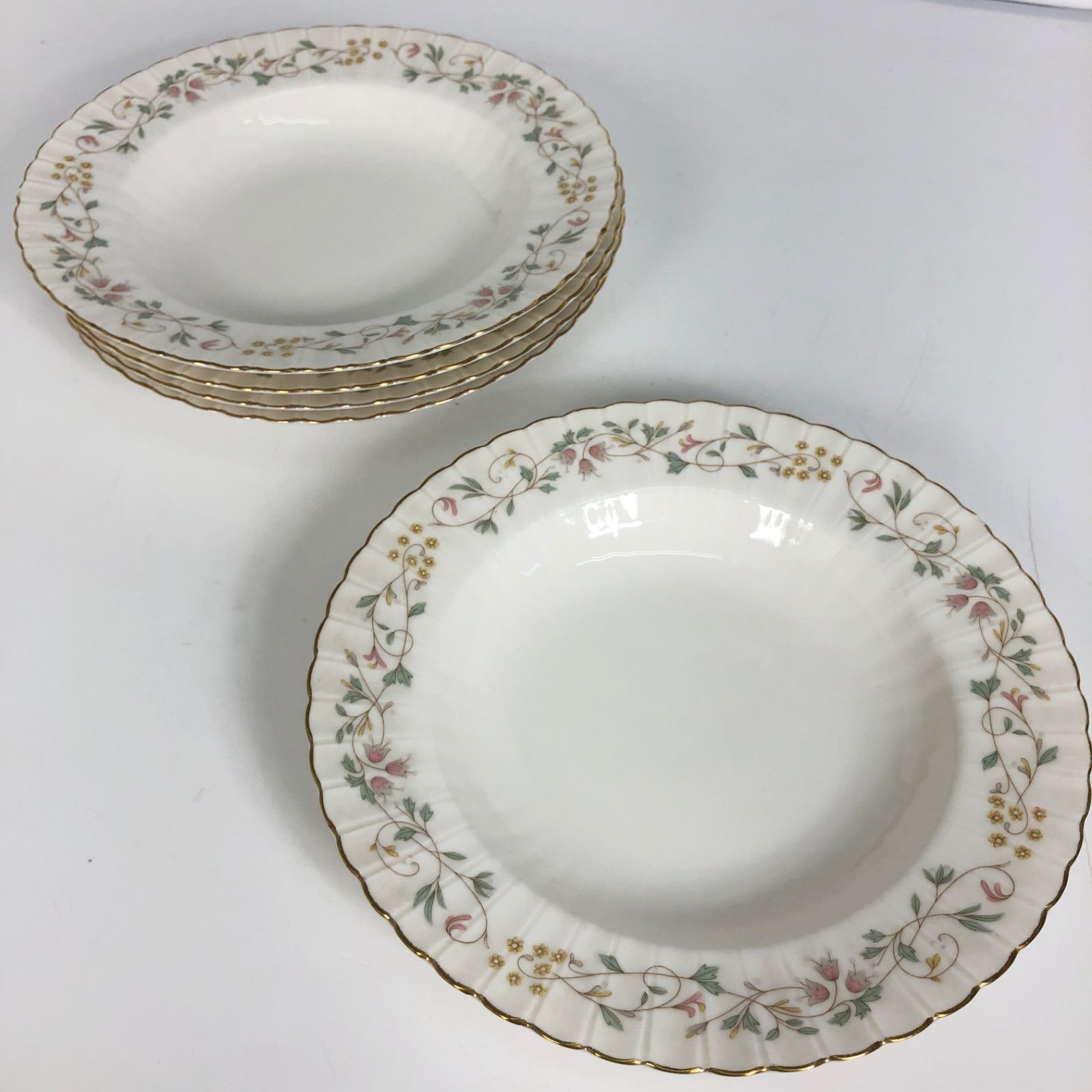 NARUMI ナルミ 洋食器 5枚セット Fine Ivory China プレート 約23cm 花
