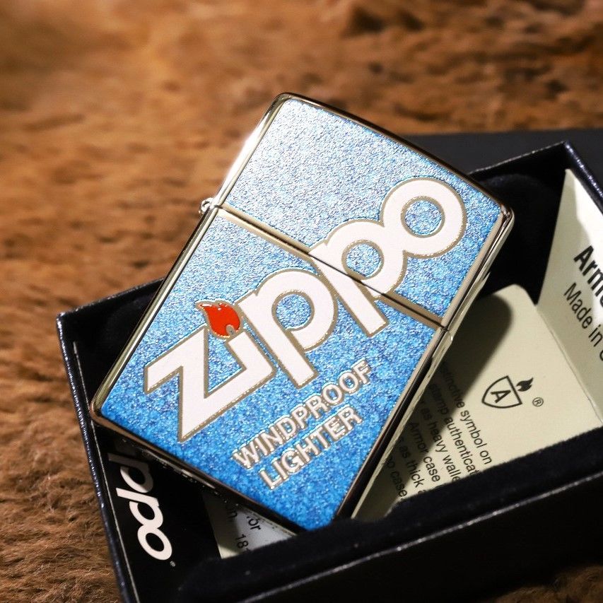 Armor ZIPPO】さわやかカラー ロゴマーク ２面 ブルー 青 アーマー