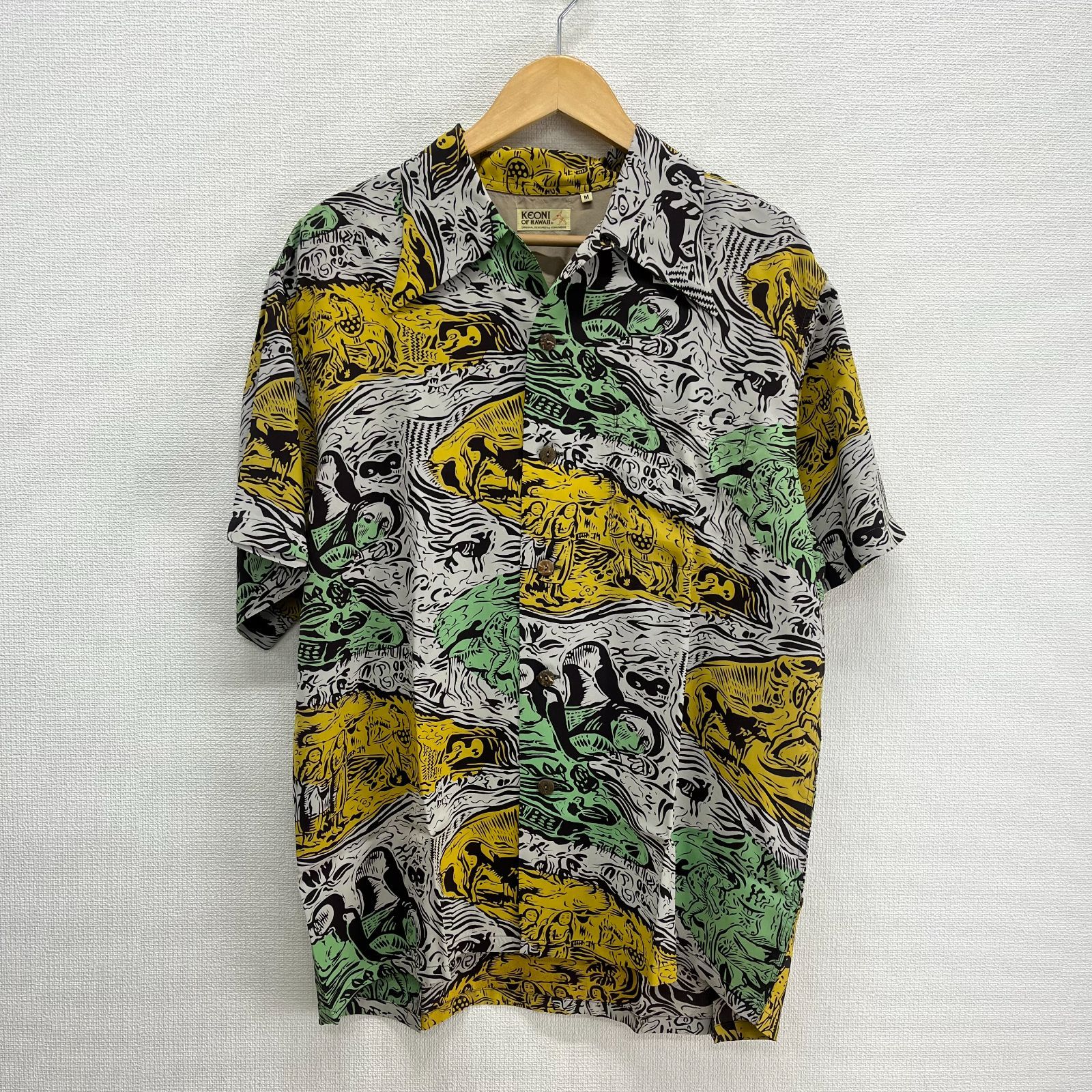 SUN SURF サンサーフ KEONI OF HAWAII ケオニオブハワイ ジョンメイグス アロハシャツ ハワイアンシャツ メニュー柄 ゴーギャン M 10121013