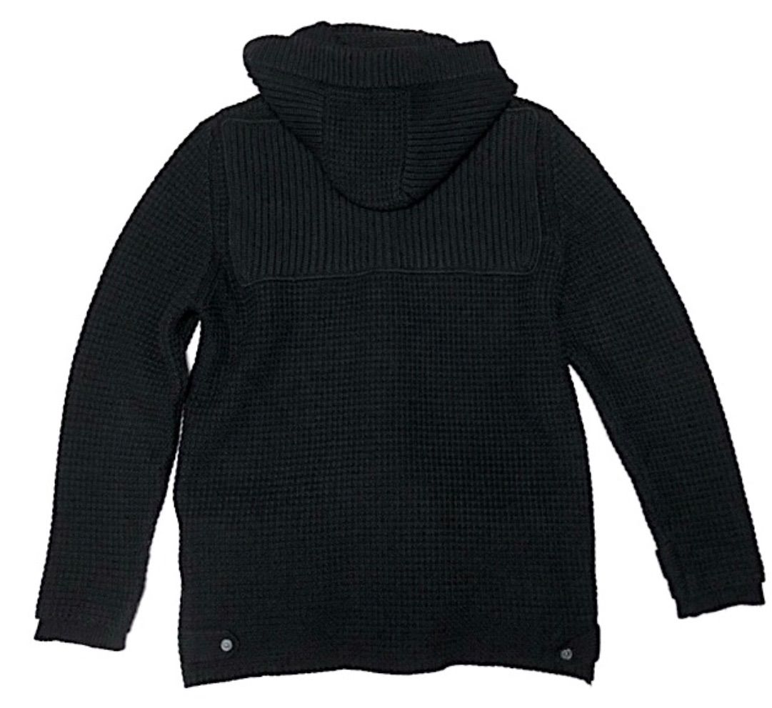 Bark ダッフルコート ニット フード 取り外し可　ワッフル生地 黒　Mサイズ Bark ダッフルコート ニット フード 取り外し可 ワッフル生地 黒 M